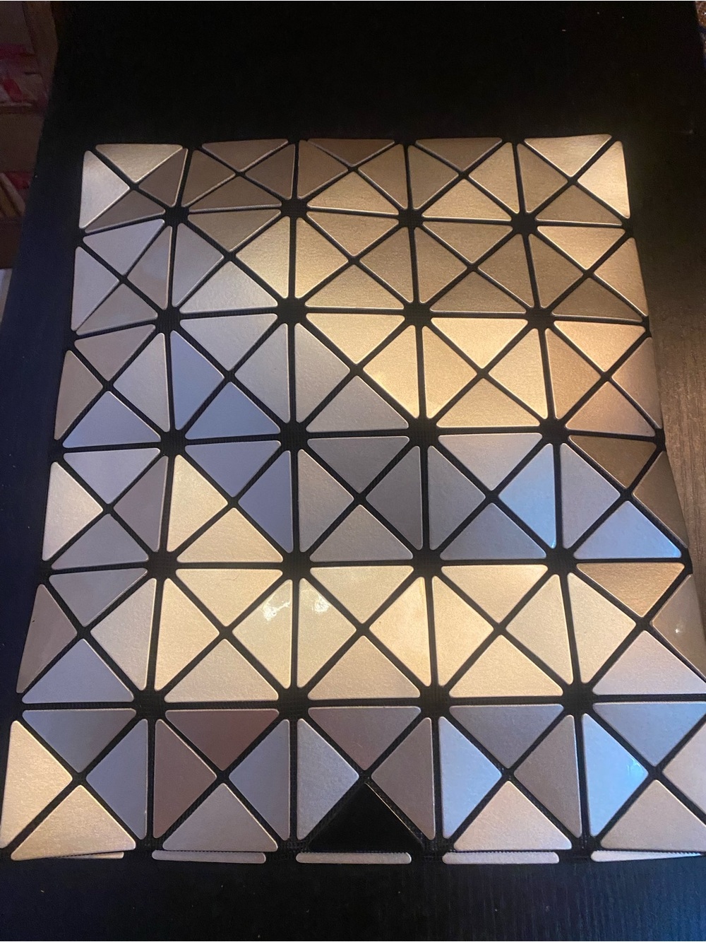 Issey Miyake Geometric Metallic Clutch in Champagne and Silver